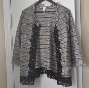 Chico's black and white cardigan